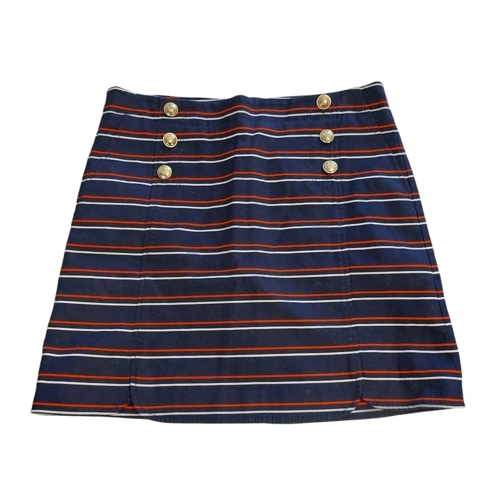 Tommy Hilfigure Red White Blue Striped Anchor Button Skirt- size 10
